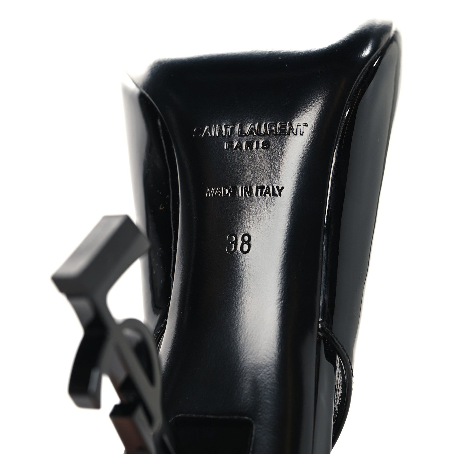 Saint Laurent Patent Opyum 110 Slingback Pumps 38 Black 8 of 10