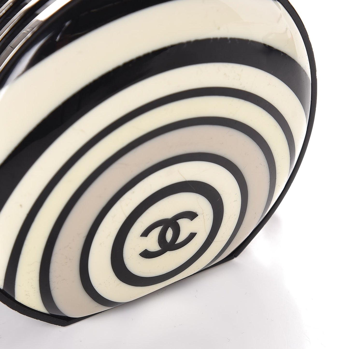 Enamel Resin Pillbox Minaudiere Black White