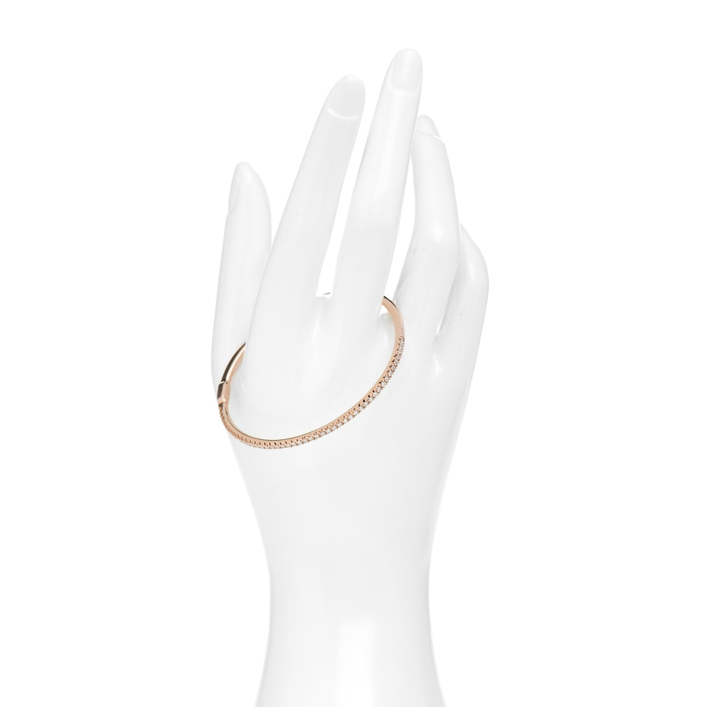 18K Rose Gold Diamond Metro Hinged Bangle Bracelet