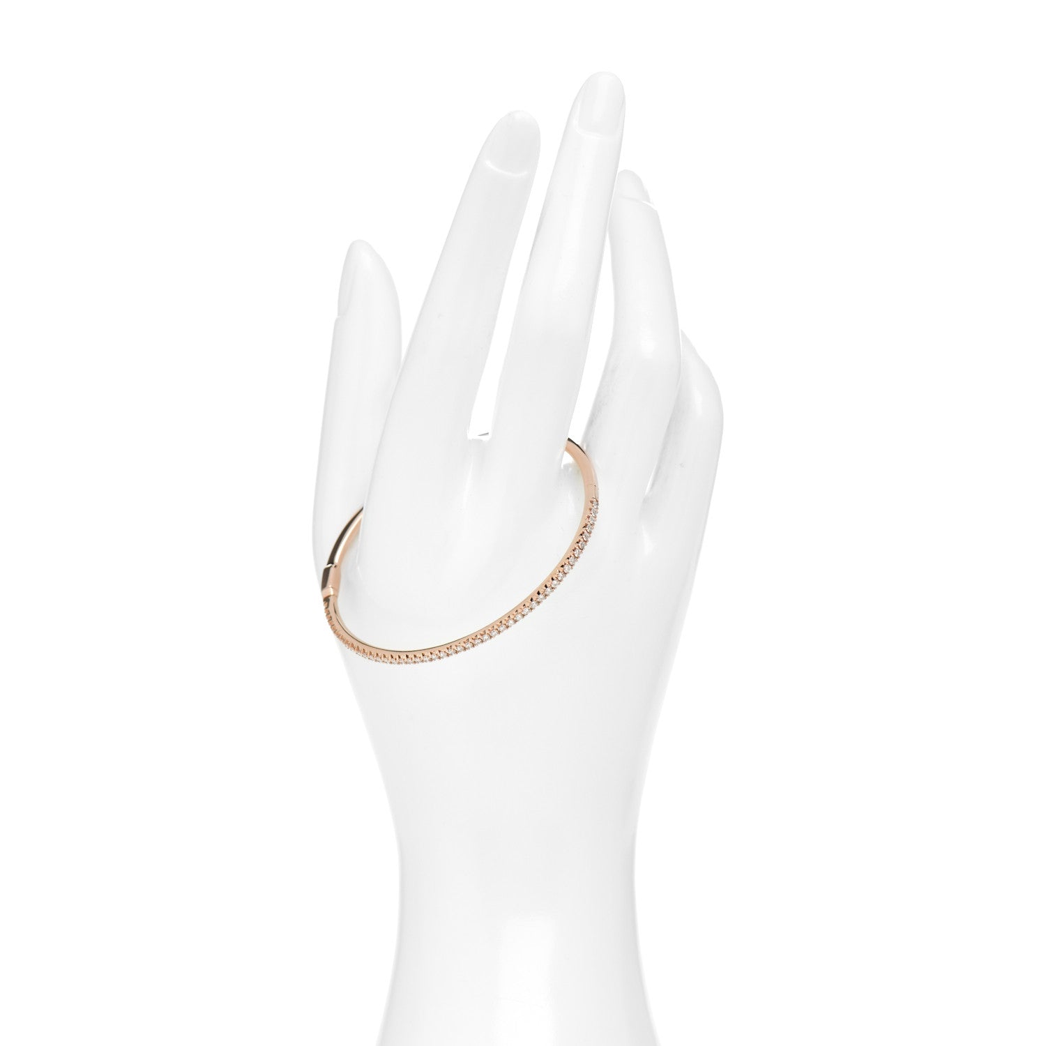 Tiffany 18K Rose Gold Diamond Metro Hinged Bangle Bracelet 2 of 4