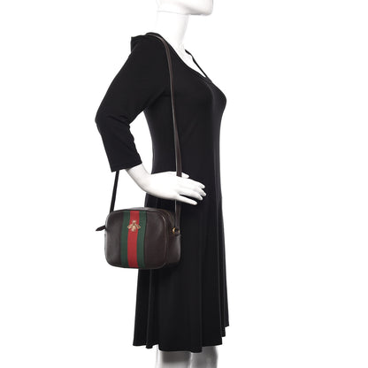 Gucci Textured Calfskin Web Small Webby Bee Shoulder Bag Brown Coffee 2 of 24