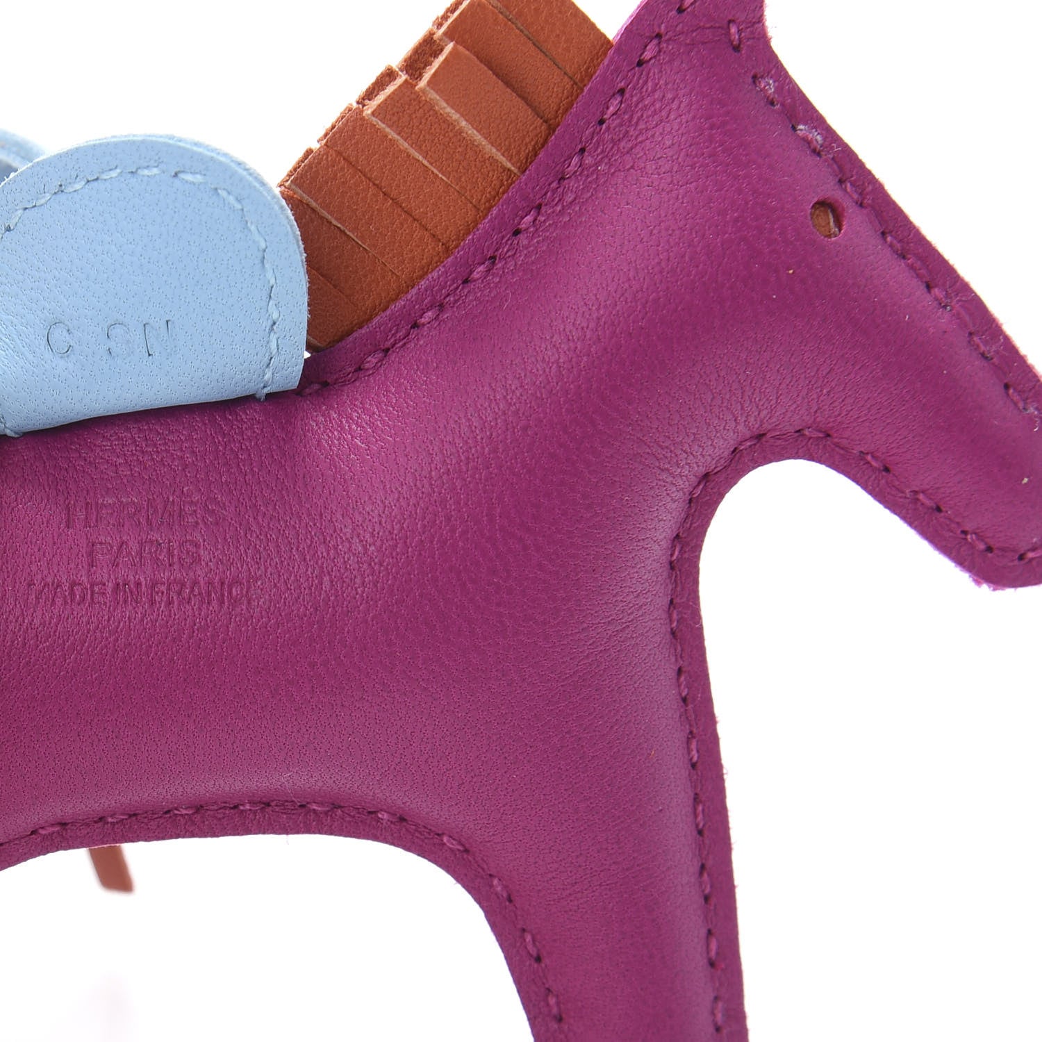 Hermes Milo Lambskin Grigri Rodeo Horse Bag Charm PM Rose Pourpre Cornaline Celeste 3 of 6