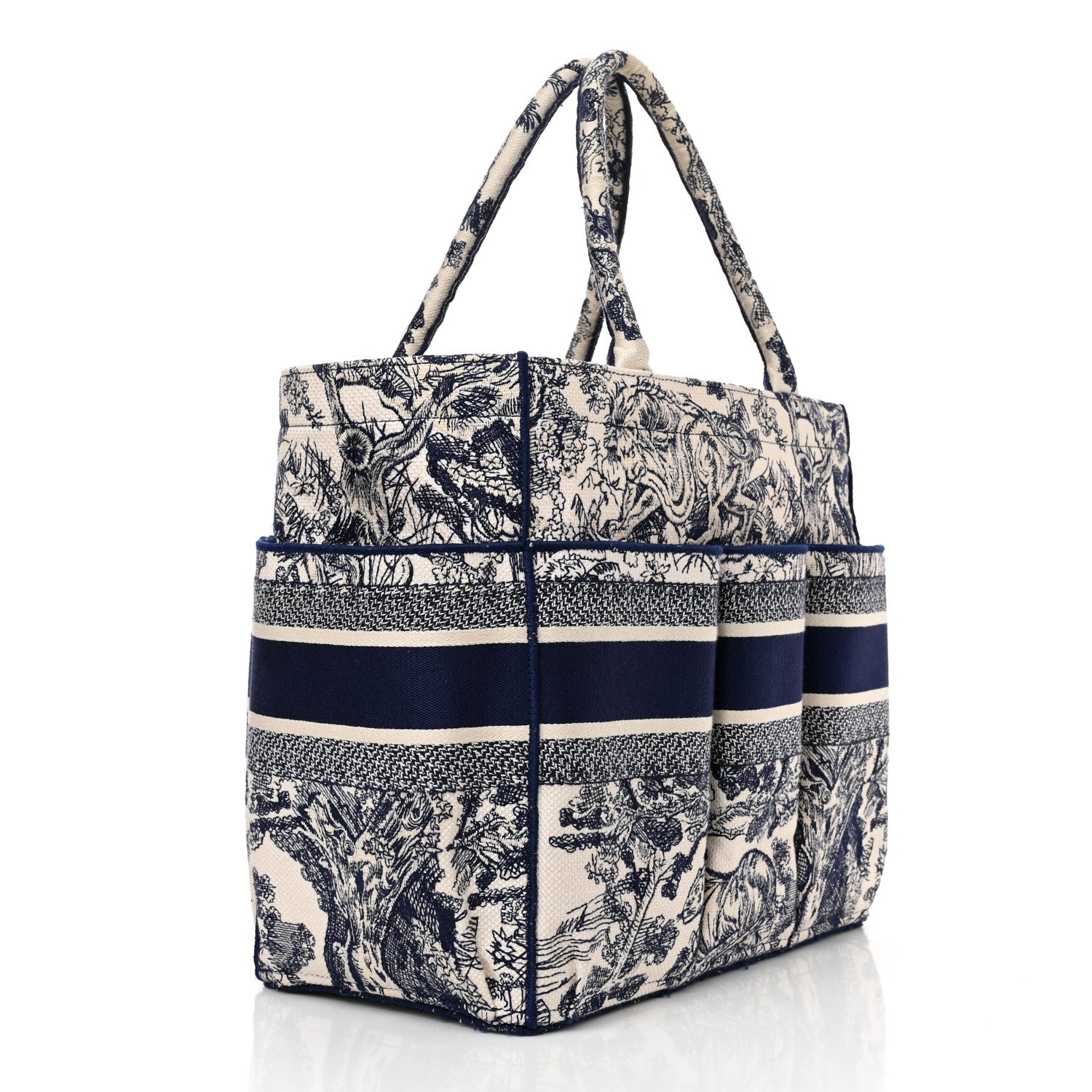 Christian Dior Canvas Embroidered Toile De Jouy Catherine Tote Blue 3 of 12