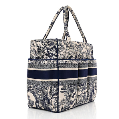 Christian Dior Canvas Embroidered Toile De Jouy Catherine Tote Blue 3 of 12