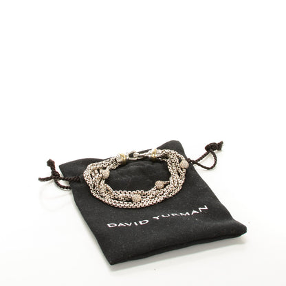 David Yurman Sterling Silver 18K Yellow Gold Pave Diamond 7mm Six-Row Chain Bracelet 5 of 5