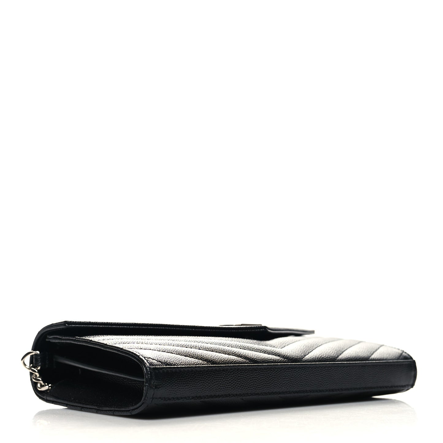 Grain De Poudre Matelasse Chevron Monogram Chain Wallet Black