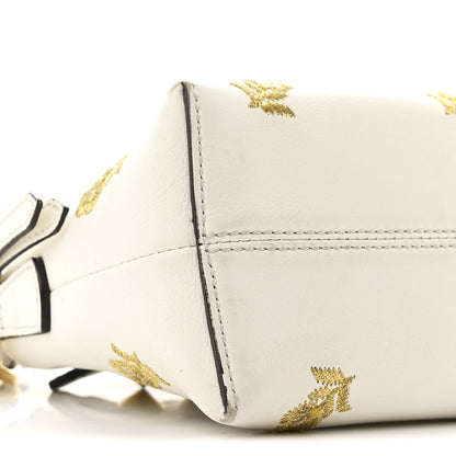 Fendi Vitello Dolce Lurex Floral Embroidered Studded Mini By The Way Boston Bag White 8 of 10