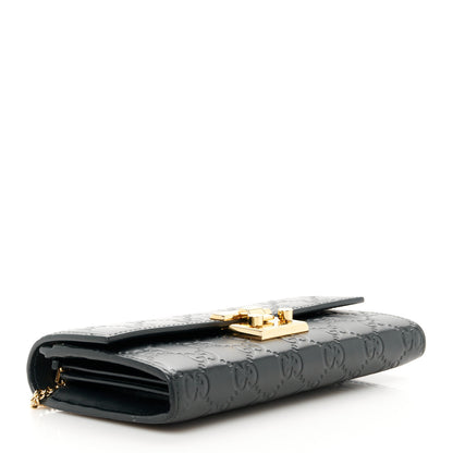 Gucci Guccissima Padlock Continental Chain Wallet Black 4 of 10