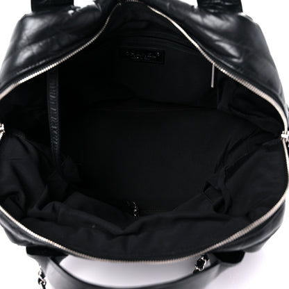 Chanel Aged Calfskin Chevron Medium Soft Bowling Bag Black 5 of 18