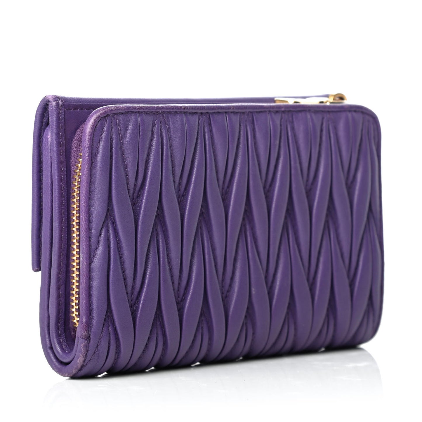 Nappa Matelasse Tri-Fold Flap Wallet Viola