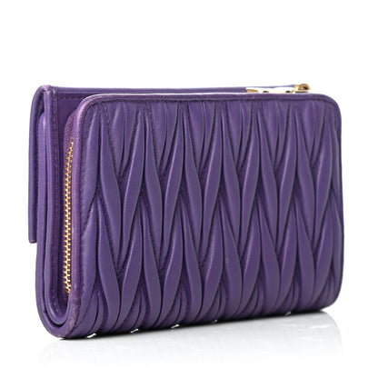 Miu Miu Nappa Matelasse Tri-Fold Flap Wallet Viola 3 of 8