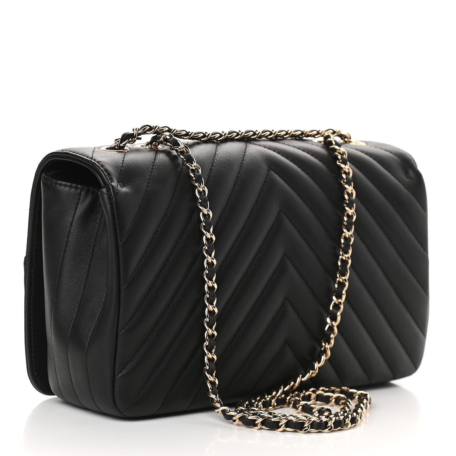 Chanel Calfskin Chevron Quilted Small Statement Flap Black 3 of 9