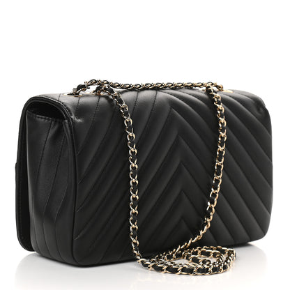 Chanel Calfskin Chevron Quilted Small Statement Flap Black 3 of 9