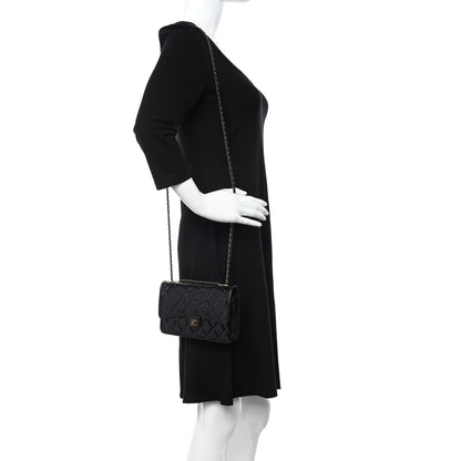 Chanel Patent Goatskin Quilted CC Eyelet Wallet On Chain WOC Black 2 of 11