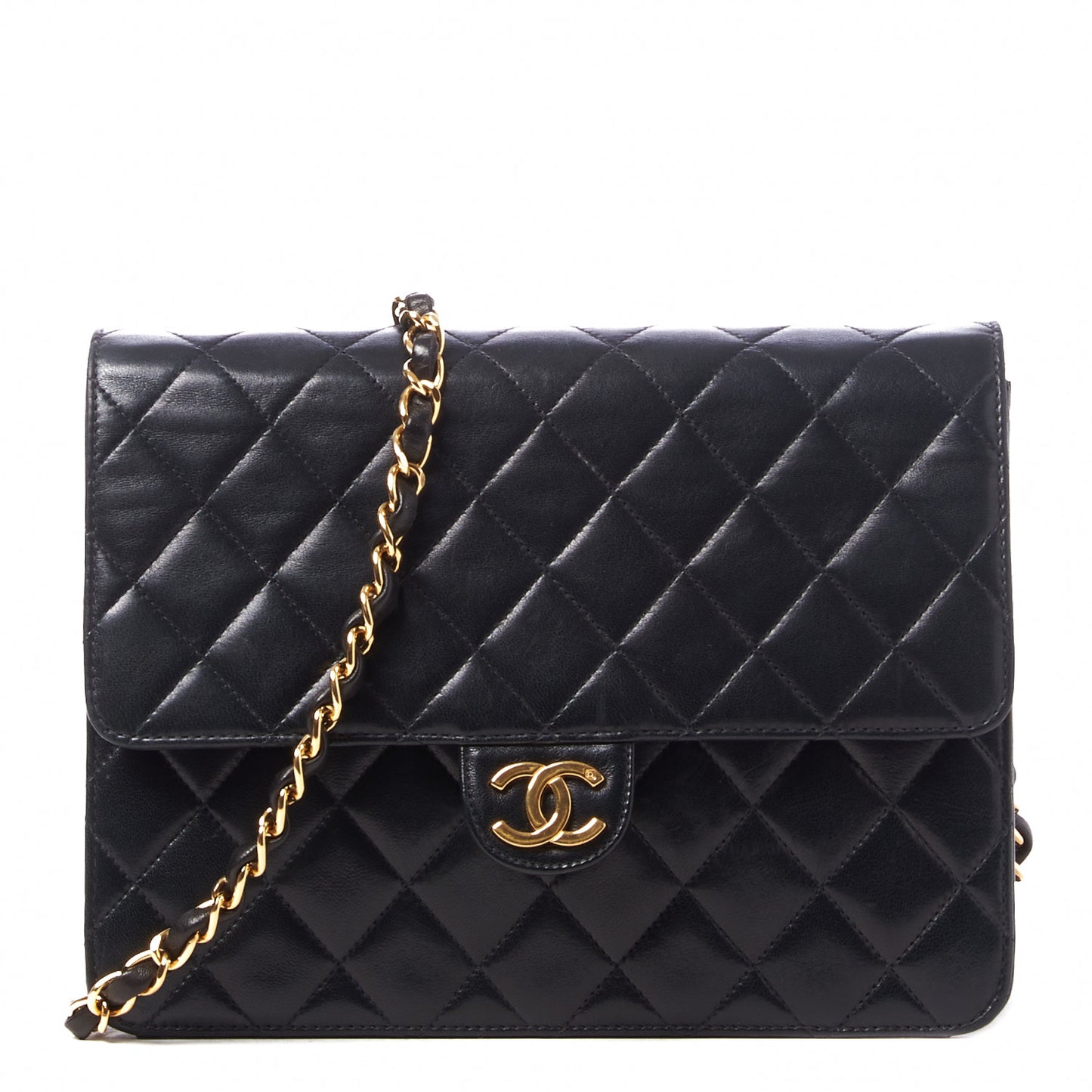 Lambskin Quilted Small Single Flap Bag Black