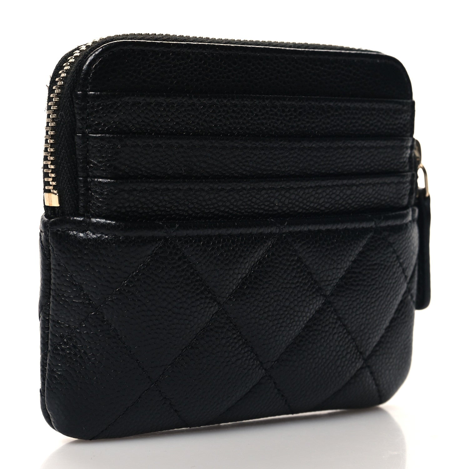 Chanel Caviar Quilted Zip Card Holder Wallet Black 3 of 8