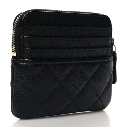 Chanel Caviar Quilted Zip Card Holder Wallet Black 3 of 8