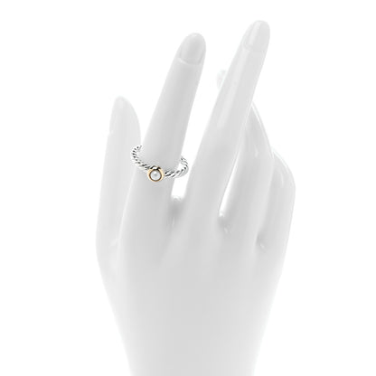 David Yurman Sterling Silver 14K Yellow Gold Cultured Pearl Petite Cable Ring 56 7.5 2 of 4