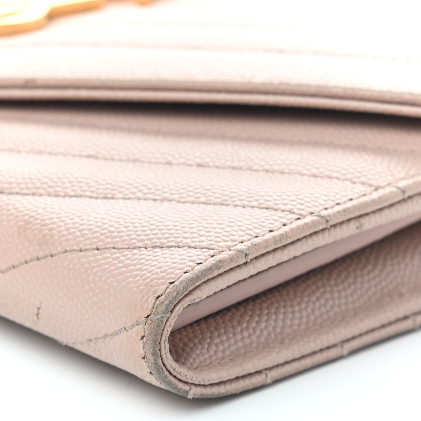 Grain De Poudre Matelasse Chevron Monogram Flap Wallet Pale Pink