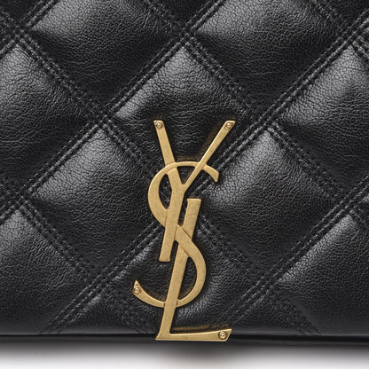 Saint Laurent Lambskin Diamond Quilted Becky Chain Wallet Black 9 of 10