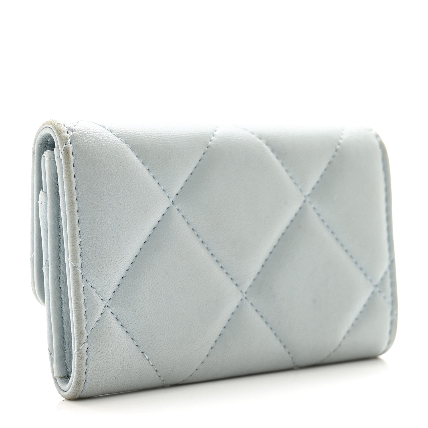 Chanel Lambskin Quilted 19 Flap Card Holder Light Blue 3 of 12