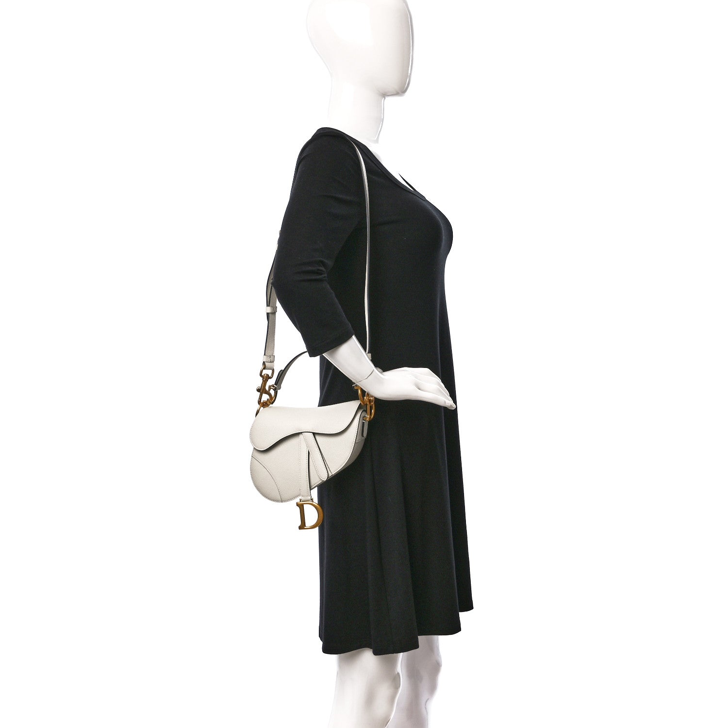 Christian Dior Grained Calfskin Mini Saddle Bag With Strap White 2 of 11