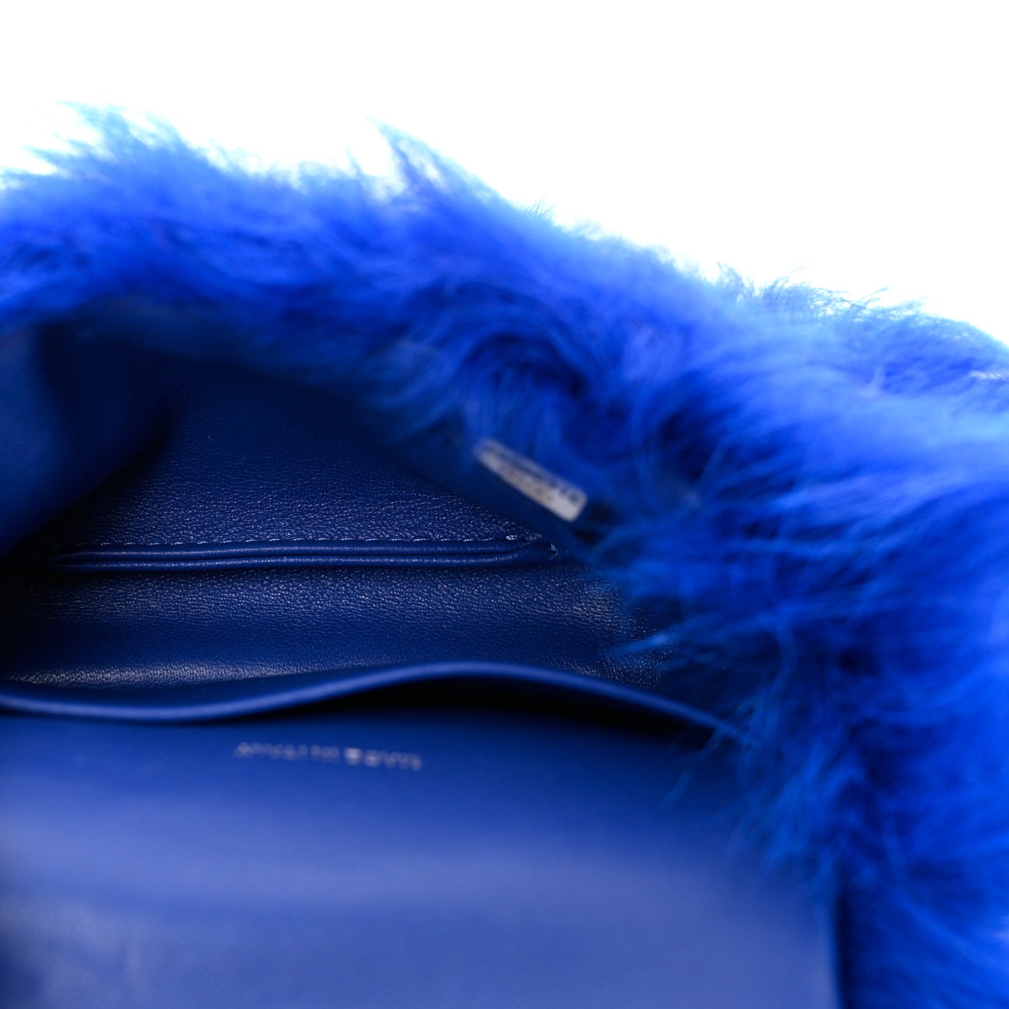 Shearling Lambskin CC Hook Card Holder Blue