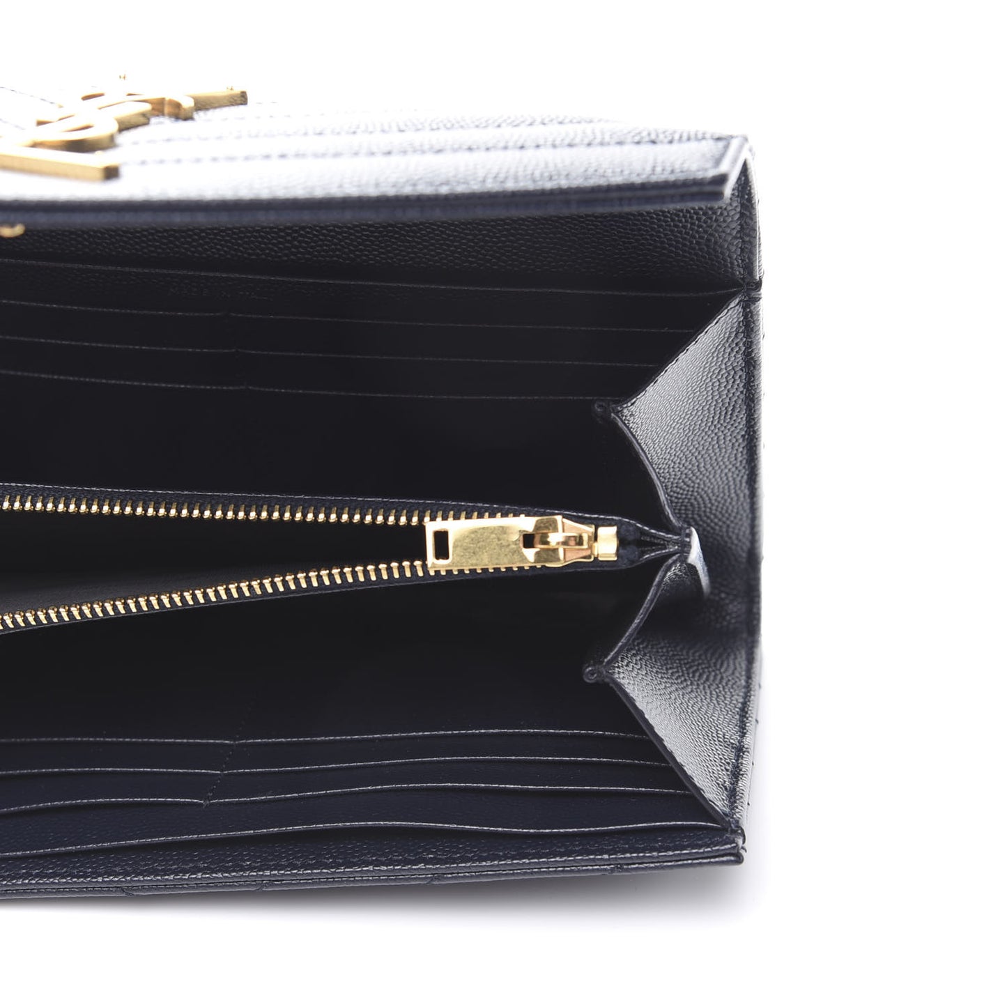 Grain De Poudre Matelasse Chevron Monogram Flap Wallet Black
