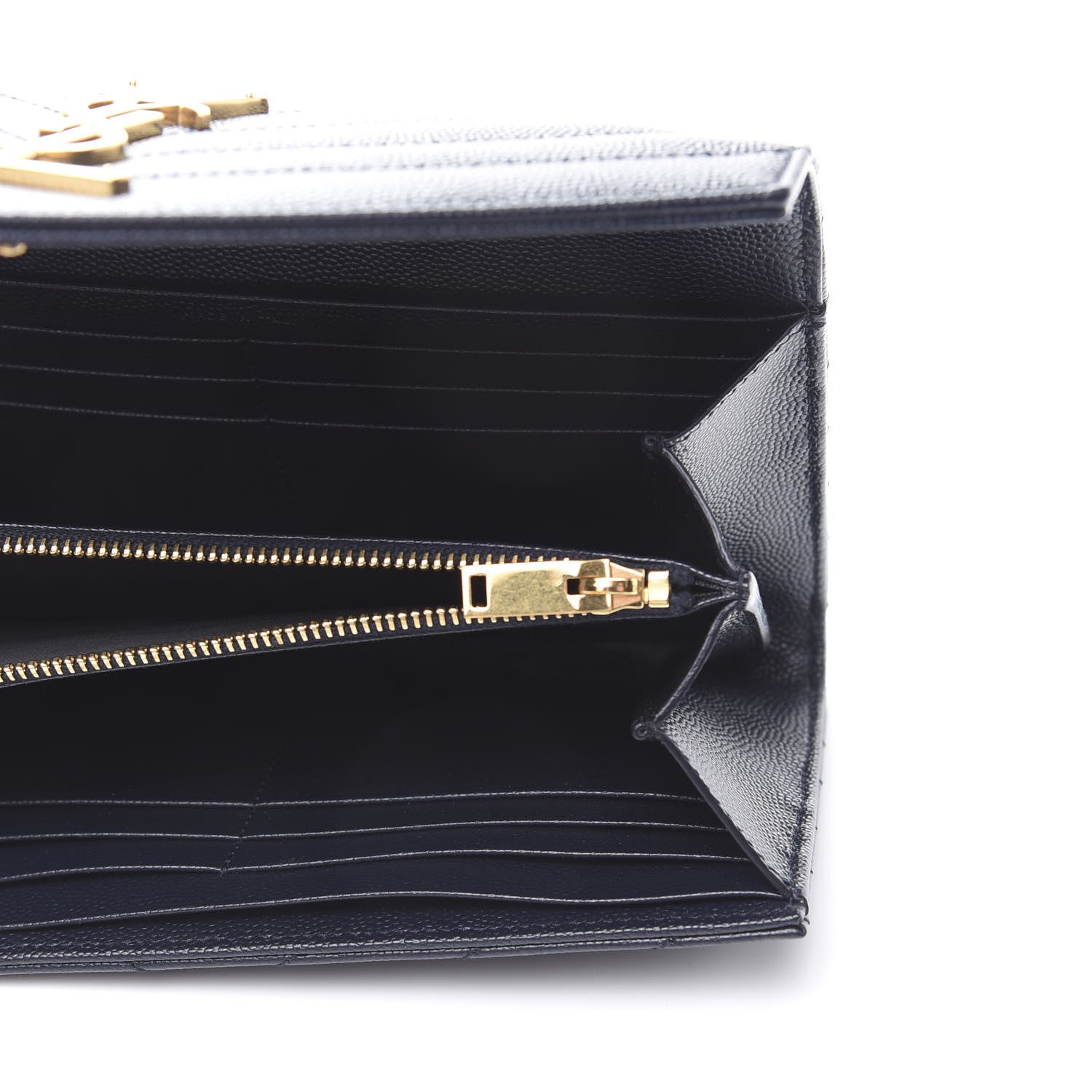Saint Laurent Grain De Poudre Matelasse Chevron Monogram Flap Wallet Black 5 of 8