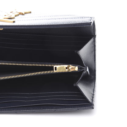 Saint Laurent Grain De Poudre Matelasse Chevron Monogram Flap Wallet Black 5 of 8