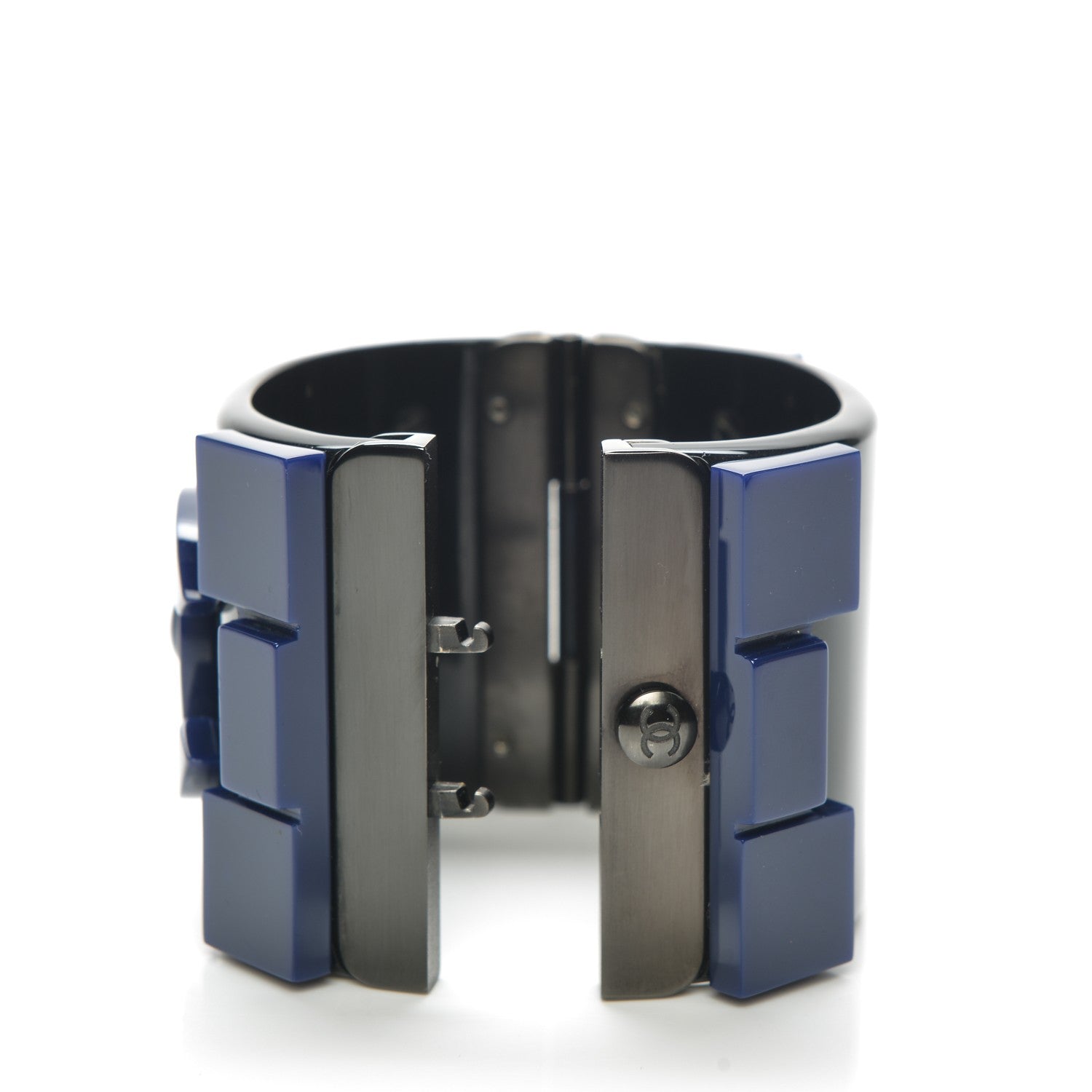 Chanel Plexiglass Lego Boy Cuff Black Blue 4 of 5