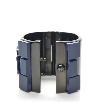 Chanel Plexiglass Lego Boy Cuff Black Blue 4 of 5