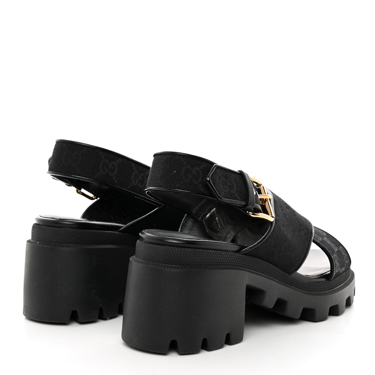Gucci Monogram Granada Kid Trip 40/72mm Lug Sole Sandals 40 Black 4 of 9