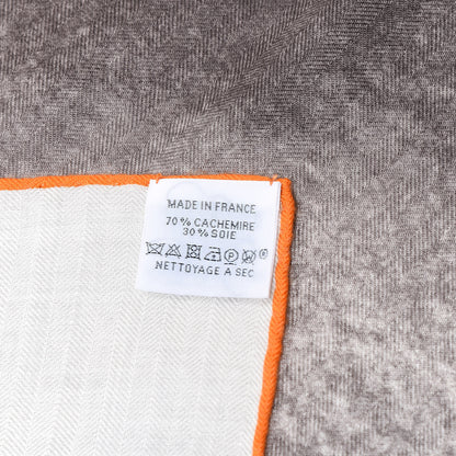 Hermes Cashmere Silk Une Rose Pour Alma Shawl 140 White Sepia Orange 4 of 4