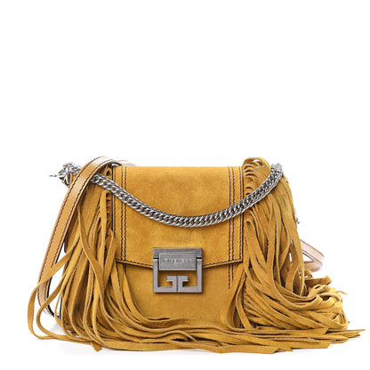 Givenchy Suede Fringe Small GV3 Shoulder Bag Yellow 1 of 8