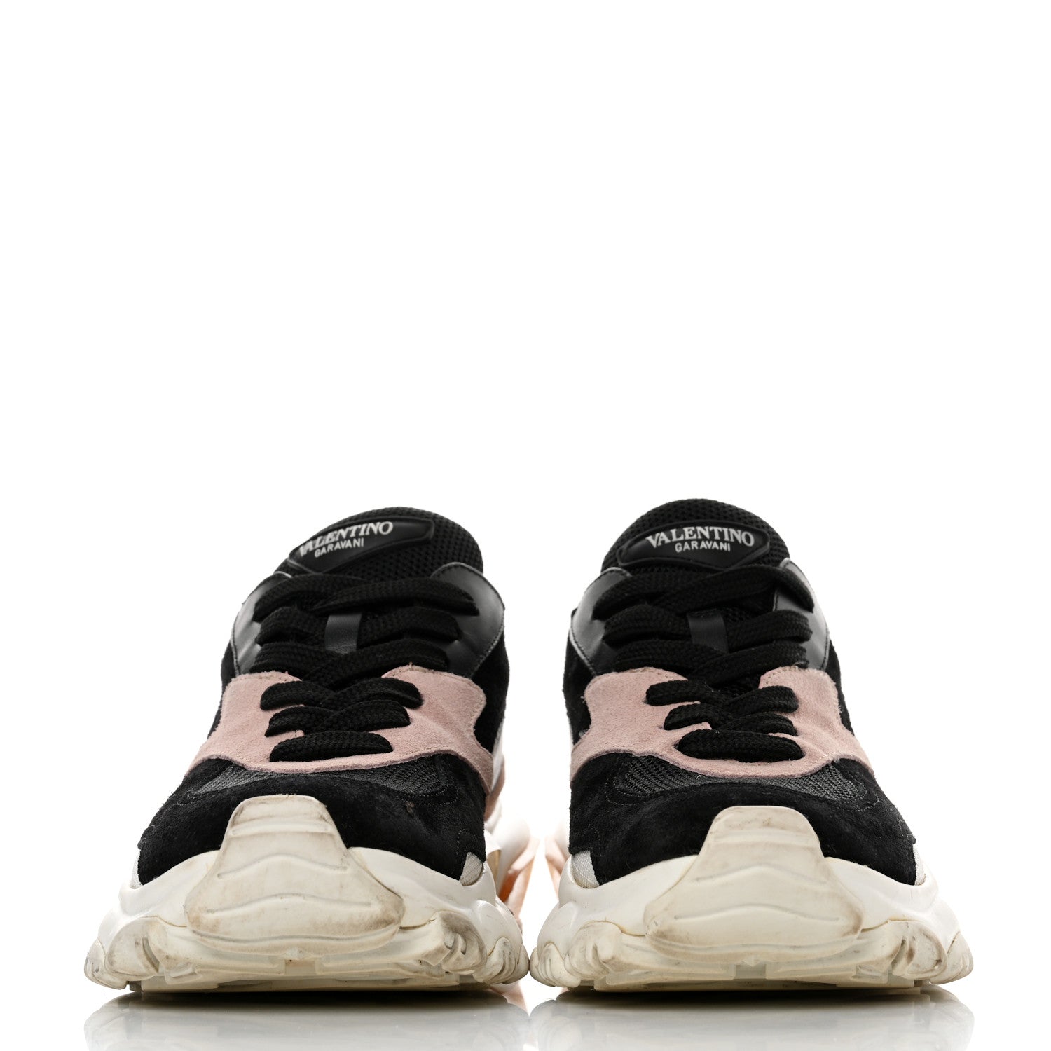 Valentino Garavani Suede Mesh Womens Bounce Sneakers 37 Black Water Rose 2 of 9