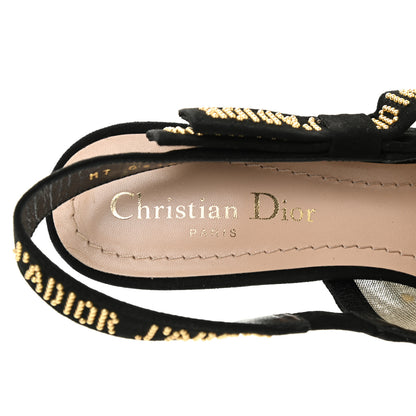 Christian Dior Mesh Plumetis Suede Dotted Studded J'Adoir Slingback 100mm Pumps 36.5 Black Gold 7 of 8
