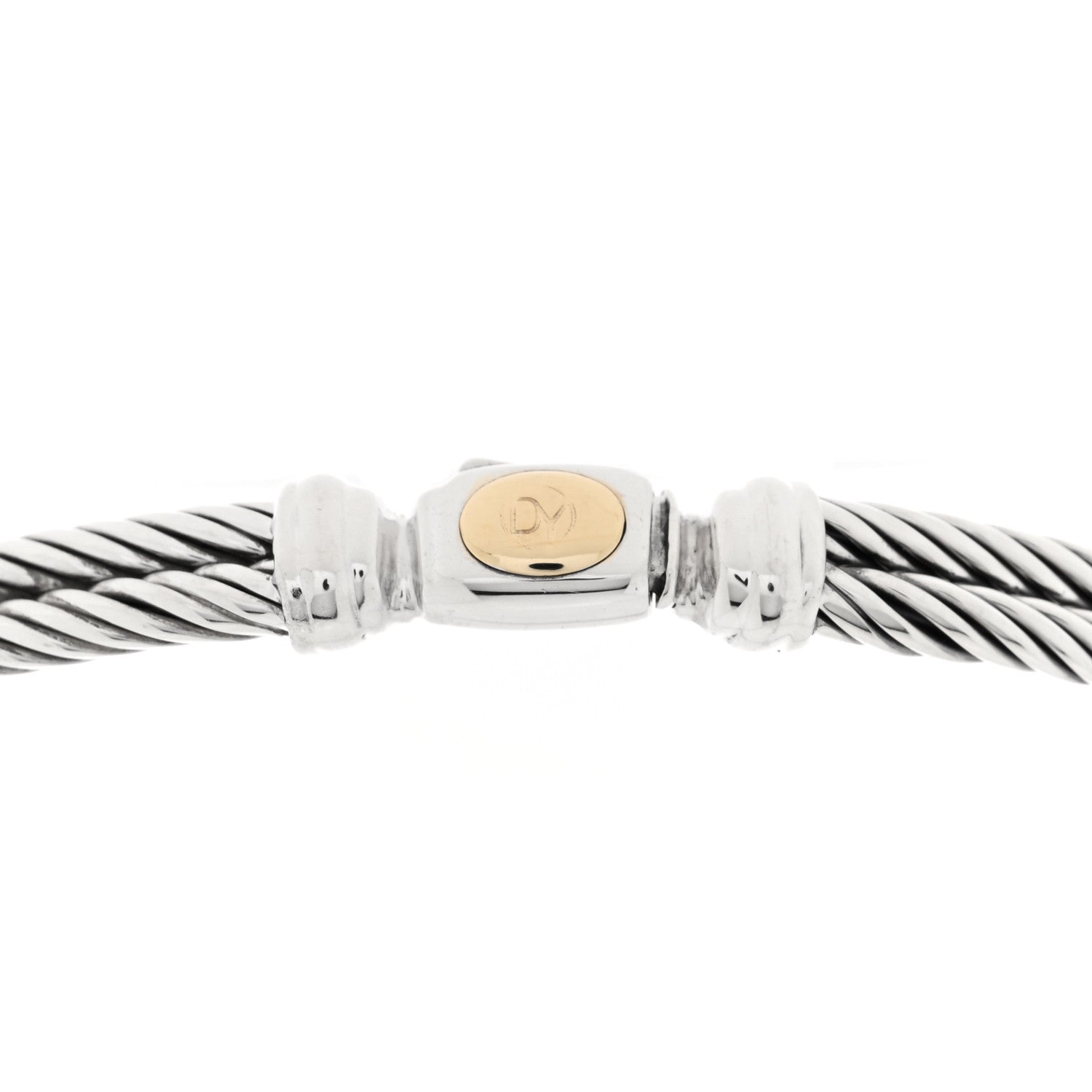 David Yurman Sterling Sterling Silver 14K Yellow Gold Diamond Double Cable Crossover X Necklace 4 of 5