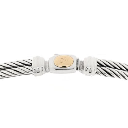 David Yurman Sterling Sterling Silver 14K Yellow Gold Diamond Double Cable Crossover X Necklace 4 of 5