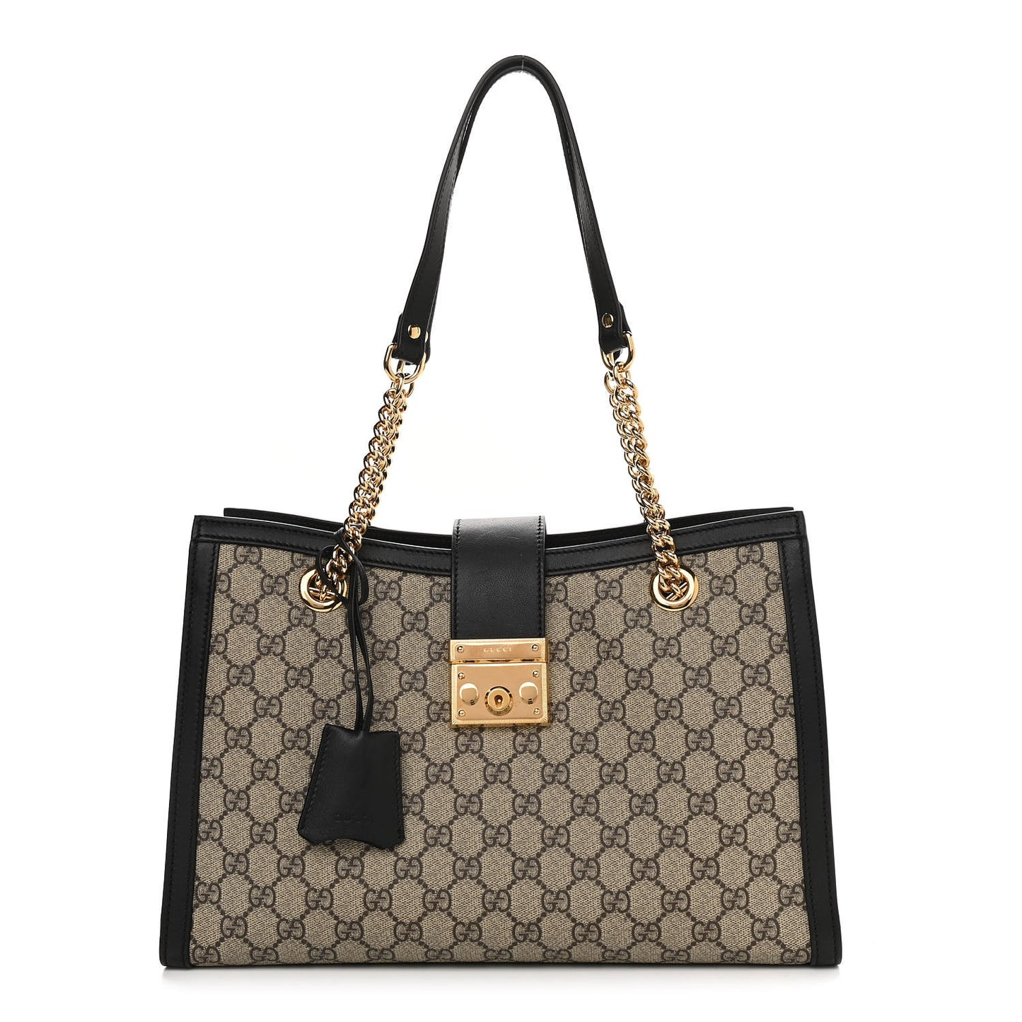GG Supreme Monogram Medium Padlock Tote Black
