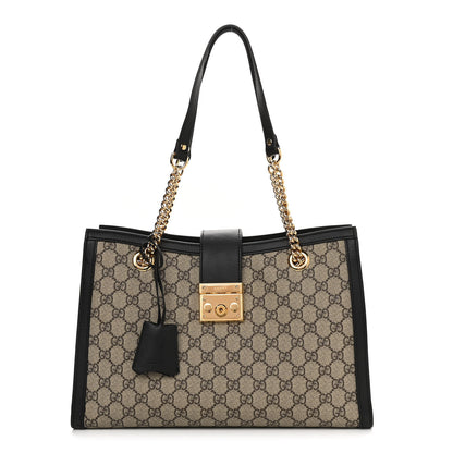 Gucci GG Supreme Monogram Medium Padlock Tote Black 1 of 10