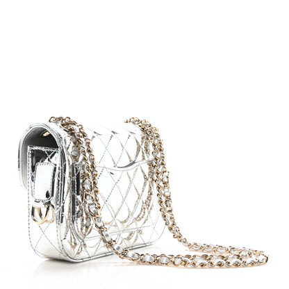 Chanel Mirror Calfskin Metallic Calfskin Quilted Hollywood Boulevard Mini Flap With Star Coin Purse Silver 4 of 12