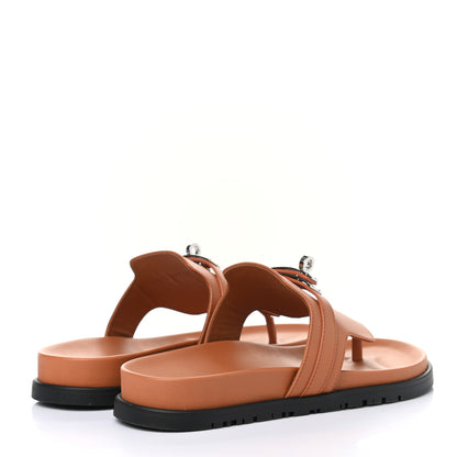 Hermes Calfskin Womens Empire Sandals 37 Marron Glaise 4 of 9