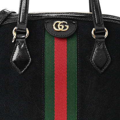 Gucci Suede Patent GG Web Medium Ophidia Top Handle Dome Bag Black 7 of 8