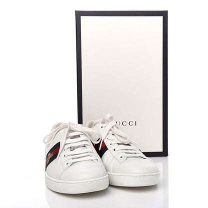 Gucci Calfskin Ayers Bee Embroidered Womens Ace Sneakers 37.5 White Green 11 of 11