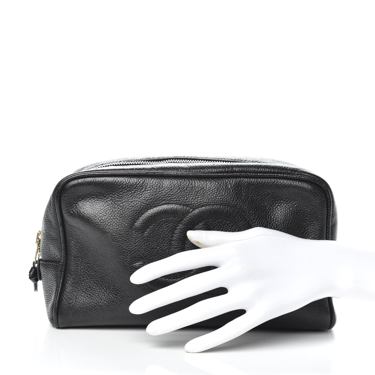 Chanel Caviar Timeless CC Cosmetic Pouch Bag Black 2 of 10