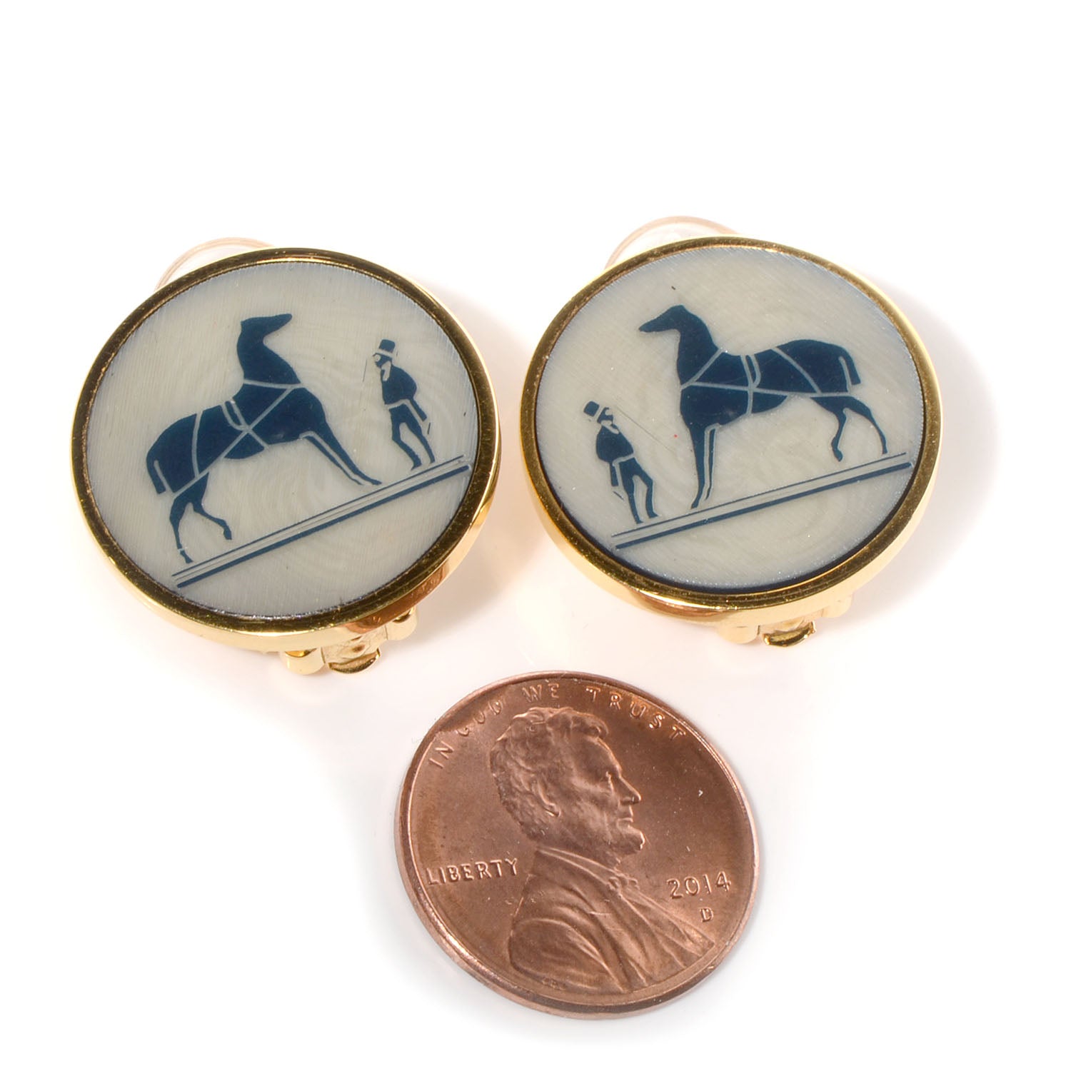 Hermes Caleche Clip On Earrings Gold 2 of 5