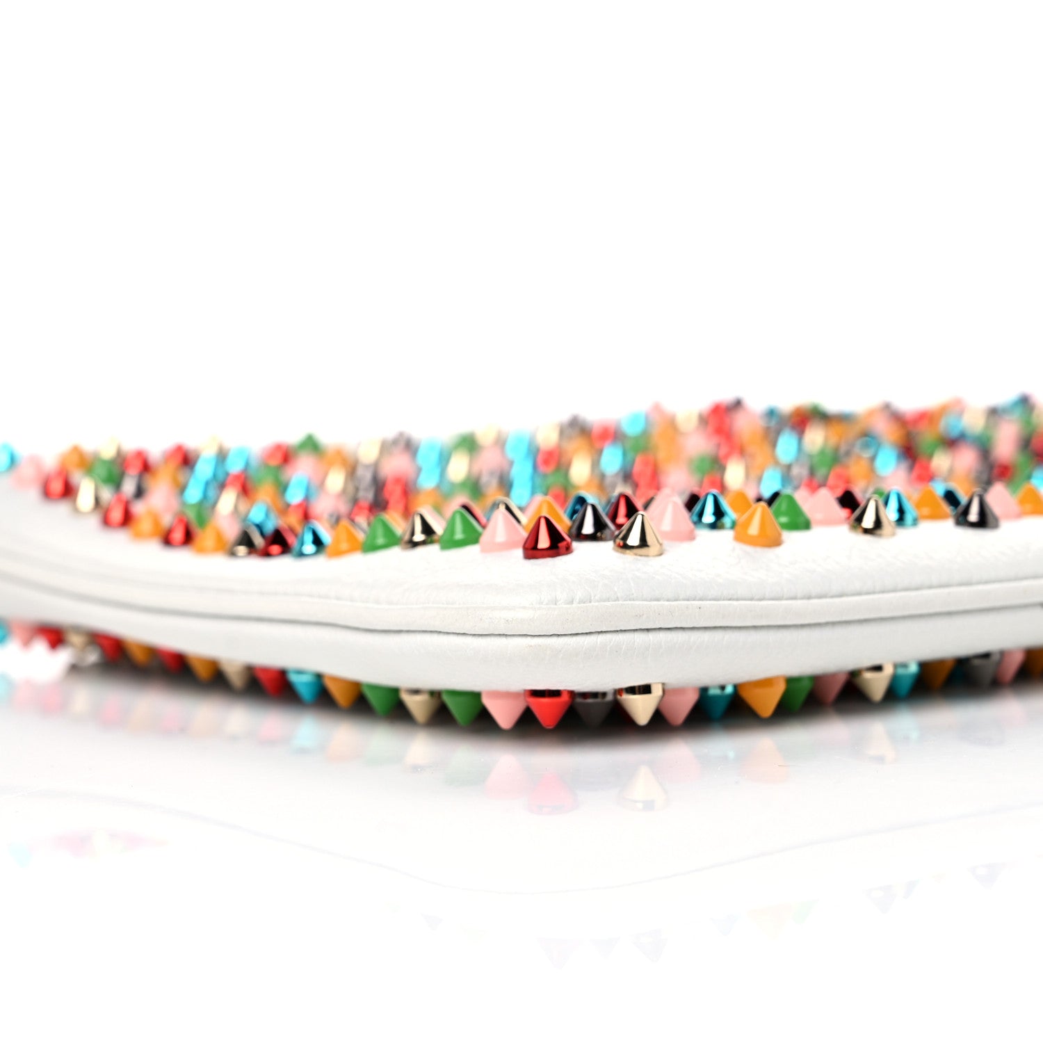Christian Louboutin Calfskin Empire Spikes Loubiposh Clutch White Multi 8 of 14