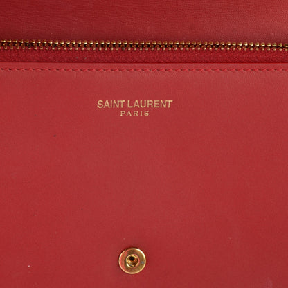 Saint Laurent Calfskin Classic Marquage Flap Wallet Red 5 of 7