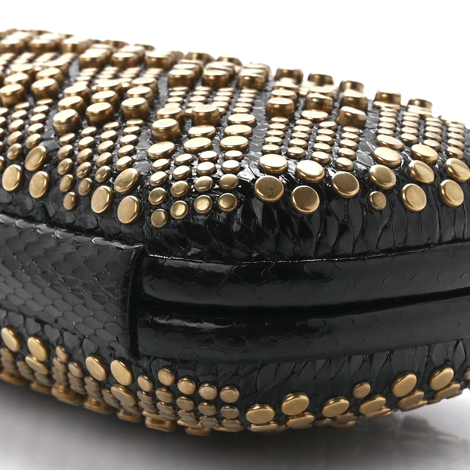 Bottega Veneta Snakeskin Studded Knot Clutch Black 10 of 10